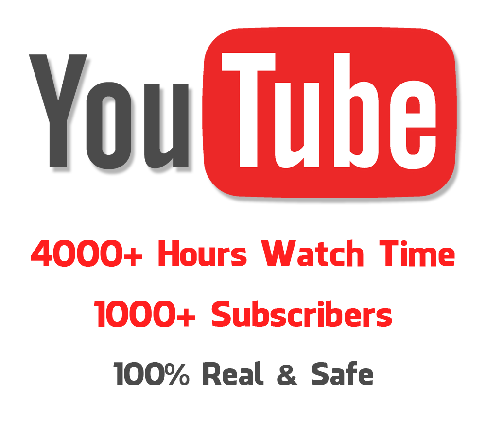 Buy 4000 Hours Youtube Watch Time + 1000 Subscribers to Enable Monetization