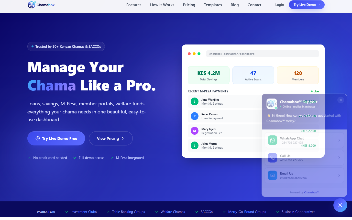 ChamaBox digital chama management platform screenshot